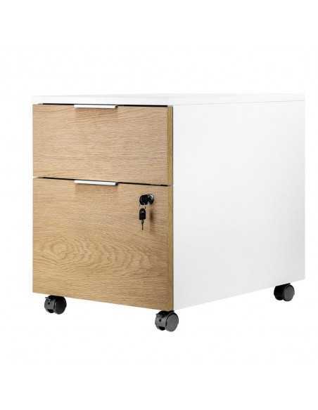 Cajonera phoenix artisan combinación blanca y madera natural