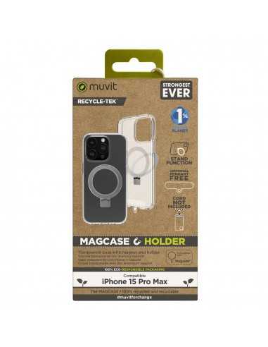Funda muvit recycletek magsafe + soporte para iphone 15 pro max transparente