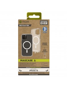 Funda muvit recycletek magsafe para apple iphone 15 transparente