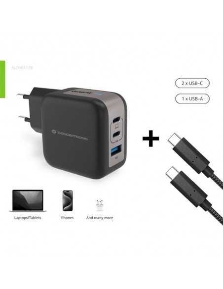 Cargador de pared conceptronic althea17b 67w 2x usb tipo c 1x usb tipo a
