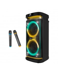 Altavoz rumbleboss phoenix 80w rms batería 4000 mah función karaoke 2 microfonos inalambricos incluidos
