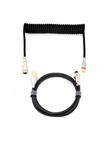 Phoenix kioru cable aviador en espiral con conector tipo c para teclados gaming negro