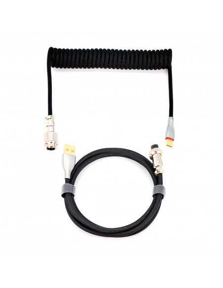 Phoenix kioru cable aviador en espiral con conector tipo c para teclados gaming negro