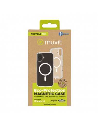 Funda muvit recycletek magsafe para apple iphone 16 transparente