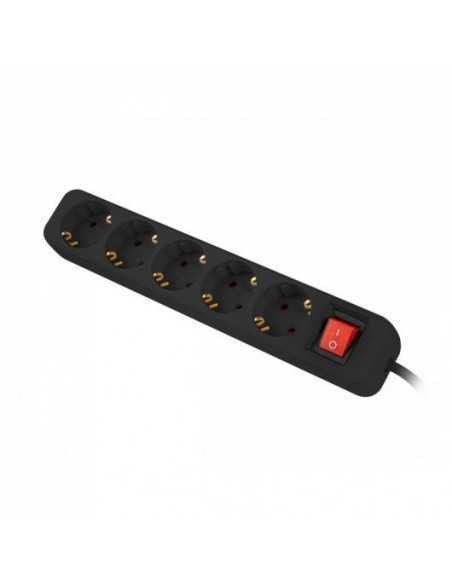 Regleta lanberg 5 tomas schuko con protecion negra 1.5m