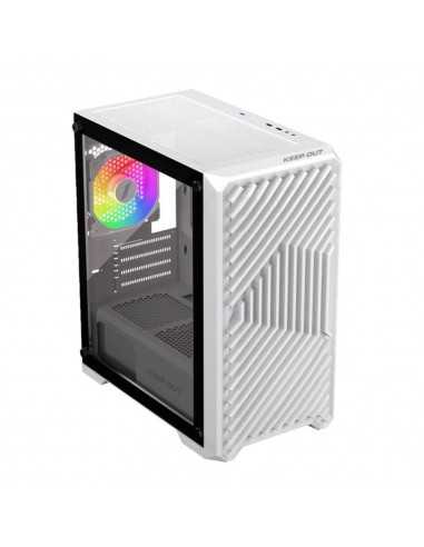 Caja ordenador gaming keep out xc - 220w glass matx argb cristal templado blanco