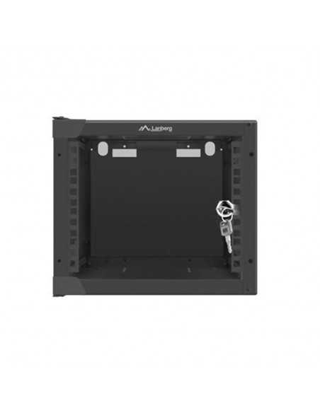Armario lanberg mural rack 10 pulgadas 4u - 280x310 flat pack negro puerta cristal
