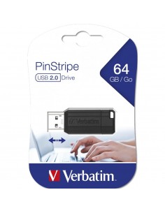 Memoria usb 2.0 verbatim pinstripe 64gb negro