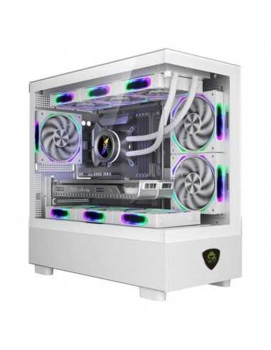 Caja ordenador gaming keep out xc - 301w glass matx argb cristal templado blanco