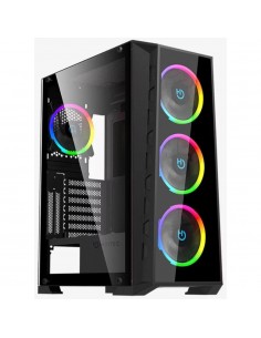 Caja ordenador gaming hiditec mh12 e - atx argb cristal templado negro