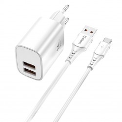 Kit cargador qcharx apolo 24a 12w + cable usb a tipo c blanco