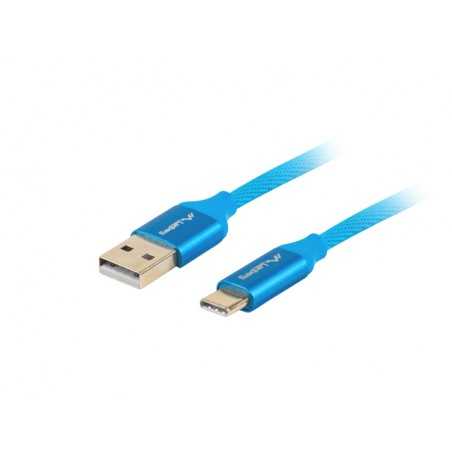 Cable usb lanberg 2.0 macho - usb tipo c macho quick charge 3.0 1m azul