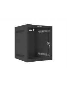 Armario lanberg mural rack 10 pulgadas 6u - 280x310 flat pack negro puerta cristal