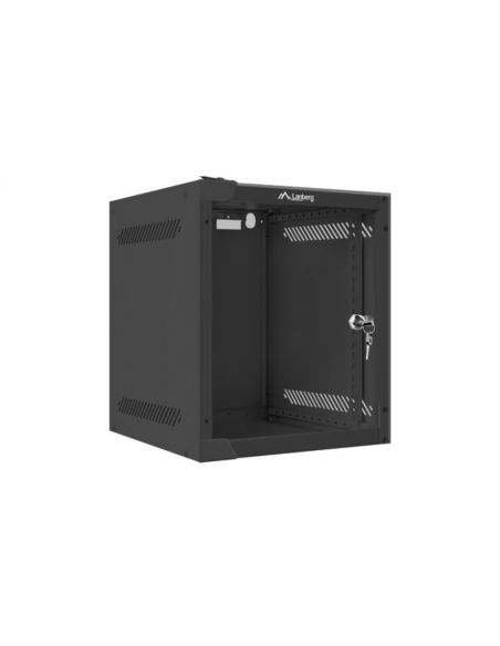 Armario lanberg mural rack 10 pulgadas 6u - 280x310 flat pack negro puerta cristal