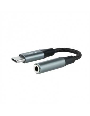 Cable adaptador usb tipo c a jack 3.5mm nanocable 0.11m - macho - hembra - gris
