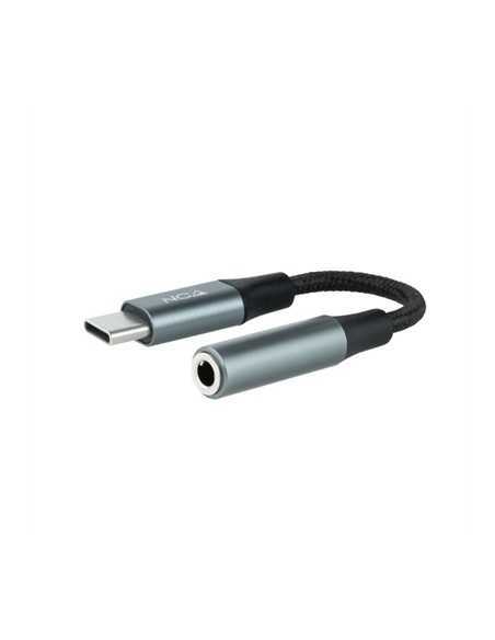 Cable adaptador usb tipo c a jack 3.5mm nanocable 0.11m - macho - hembra - gris