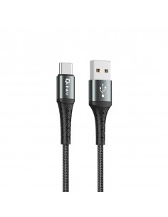 Cable qcharx lyon usb a tipo c 3a - 1 m - aleación de aluminio negro cordon metálico
