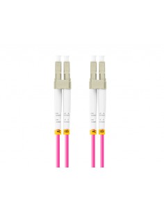 Latiguillo fibra optica lc - upc lanberg 1m multi duplex om4 50 - 125 lszh violeta