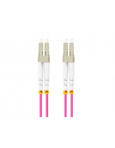 Latiguillo fibra optica lc - upc lanberg 1m multi duplex om4 50 - 125 lszh violeta