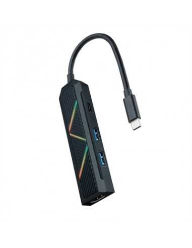 Hub nanocable 4 en 1 usb tipo c - usb - hdmi - 15cm - macho - hembra