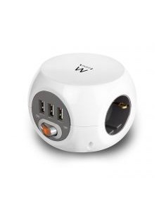 Regleta cubica ewent ew3939 3 tomas shucko - 3 puertos usb - 1.5m