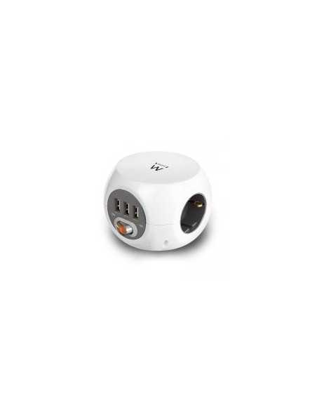 Regleta cubica ewent ew3939 3 tomas shucko - 3 puertos usb - 1.5m
