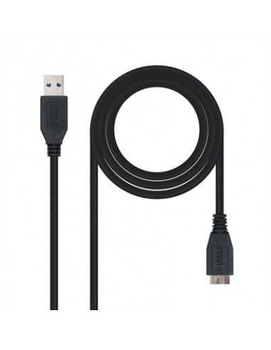 Cable usb 3.0 tipo a a micro usb tipo b nanocable 2m - macho - macho - negro
