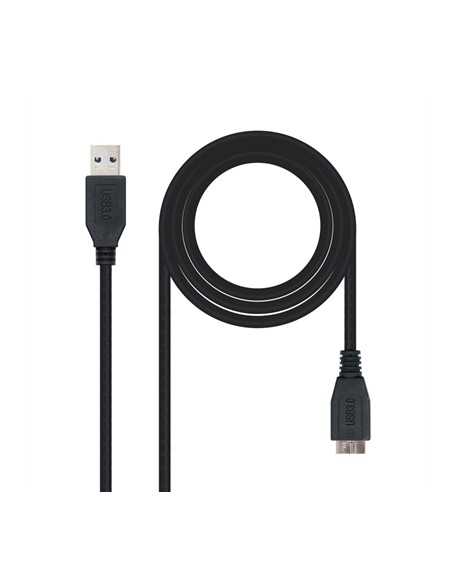 Cable usb 3.0 tipo a a micro usb tipo b nanocable 2m - macho - macho - negro