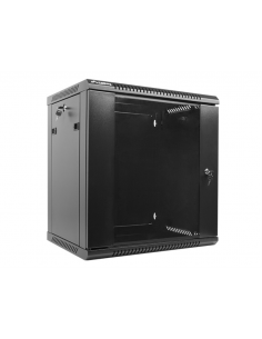 Armario lanberg mural rack 19 pulgadas 12u - 600x450 flat pack v2 negro