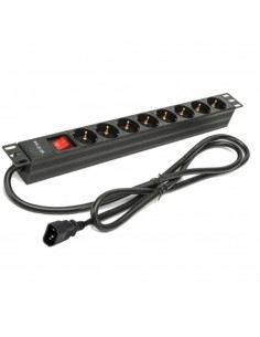 Regleta phasak 8 tomas con interruptor 2m negro - sfo c14