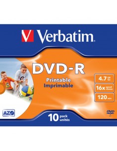 Verbatim dvd - r 4.7gb 16x tarrina 10uds imprimible