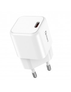 Cargador mini qcharx hera 3a 20w puerto tipo c blanco adaptado a regletas