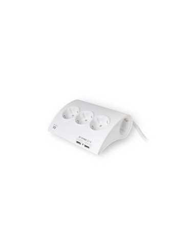 Regleta de escritorio ewent 5 tomas de corriente - 2 puertos usb - blanco
