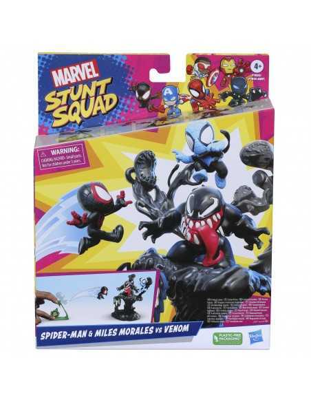 Set de juego hasbro marvel stunt squad villain knockdown spider - man y miles morales vs venom