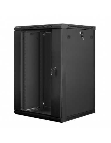 Armario lanberg mural rack 19 pulgadas 18u - 600x600 negro
