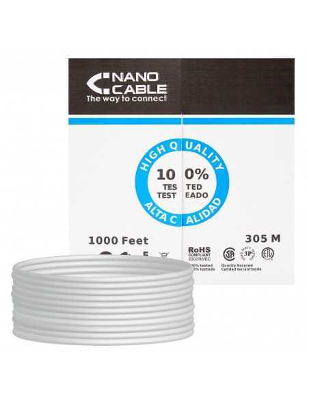 Bobina cable red utp cat5e rj45 nanocable 305m rigido - awg24 - gris