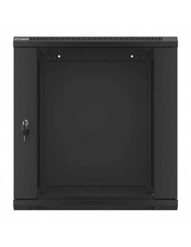 Armario lanberg mural rack 19 pulgadas 12u - 600x600 auto ensamblado negro puerta de cristal