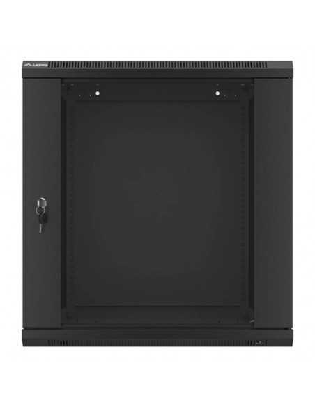 Armario lanberg mural rack 19 pulgadas 12u - 600x600 auto ensamblado negro puerta de cristal