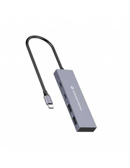 Hub usb tipo c conceptronic hubbies13g 2 x usb tipo c - 2 x usb tipo a - aluminio