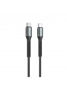 Cable qcharx prague tipo c a tipo c 3a 60w - 1 m - aleación de aluminio negro cordón de tela suave
