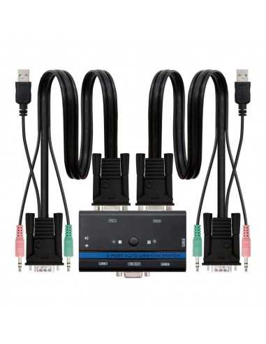 Conmutador kvm nanocable vga usb 1u - 2pc+cable - negro
