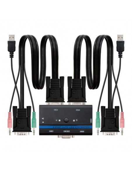 Conmutador kvm nanocable vga usb 1u - 2pc+cable - negro