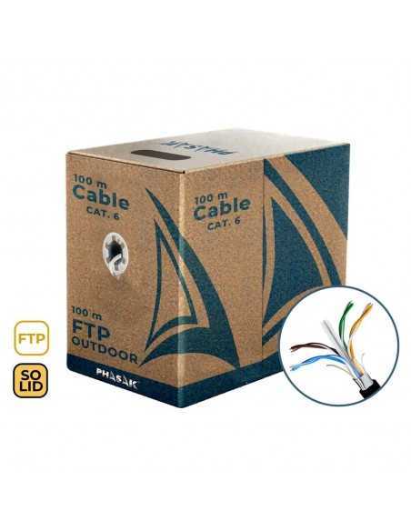 Bobina de cable de red exterior cca sólido en caja ftp cat. 6 100 metros