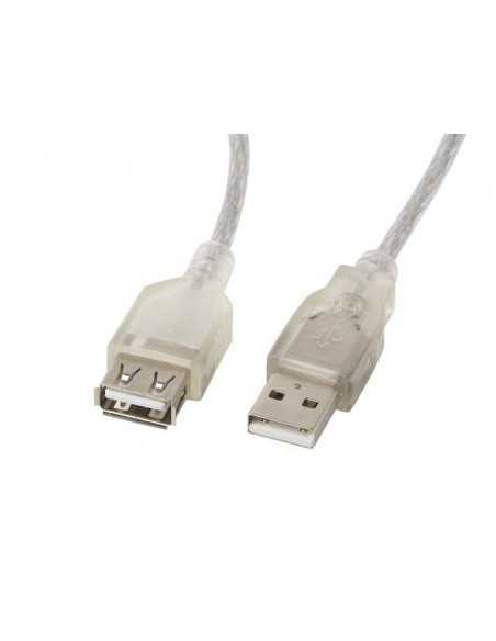 Cable alargador lanbergusb 2.0 macho hembra ferrita 1.8m transparente
