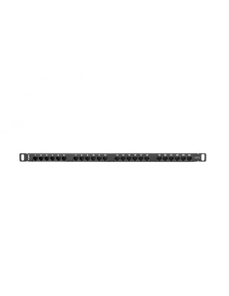 Patch panel lanberg cat.6 utp 24 puertos 0.5u rack 19 negro