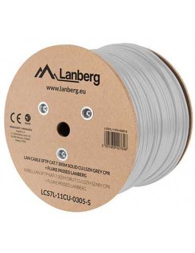 Bobina cat.7 lanberg sftp 305m solid cu lszh cpr + fluke passed gris