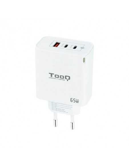Cargador de pared tooq triple 2xusb - c + usb a blanco 65w