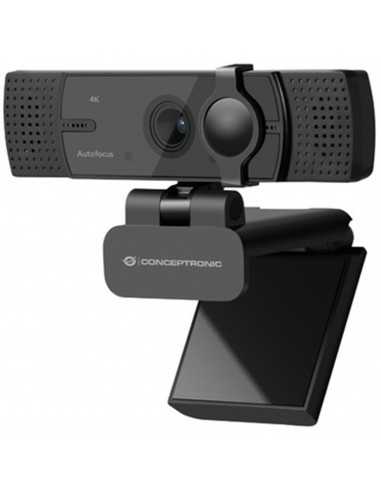 Webcam 4k conceptronic amdis07b 8.3mp - 4k ultra hd - usb - angulo vision 80º - enfoque automatico - doble microfono integrado