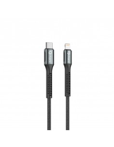 Cable qcharx prague tipo c a lightning 3a 20w - 1 m - aleaciÃ³n de aluminio negro cable trenzado suave
