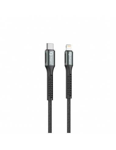 Cable qcharx prague tipo c a lightning 3a 20w - 1 m - aleaciÃ³n de aluminio negro cable trenzado suave